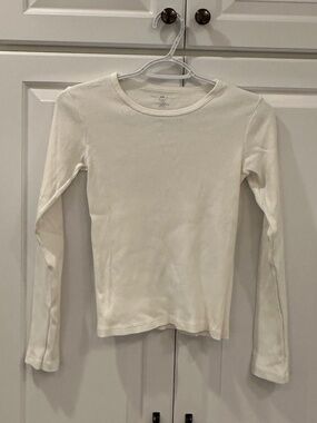 Brandy Melville White Long Sleeved Rib Top - Size S